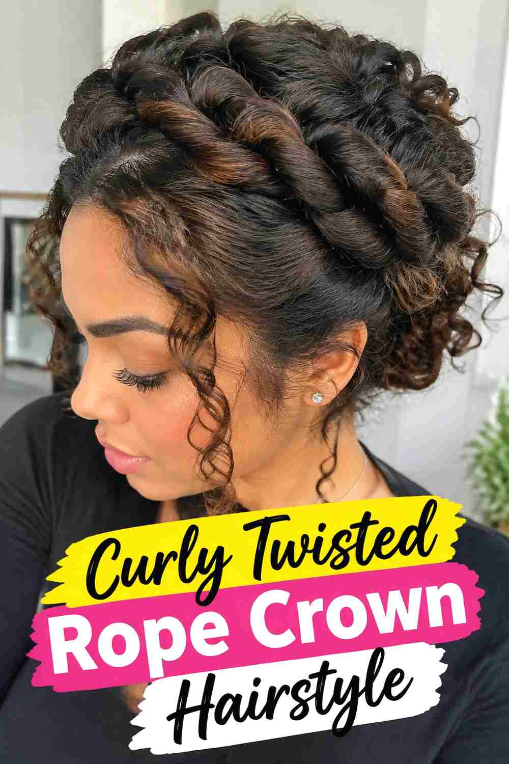 10. Curly Twisted Rope Crown Hairstyle