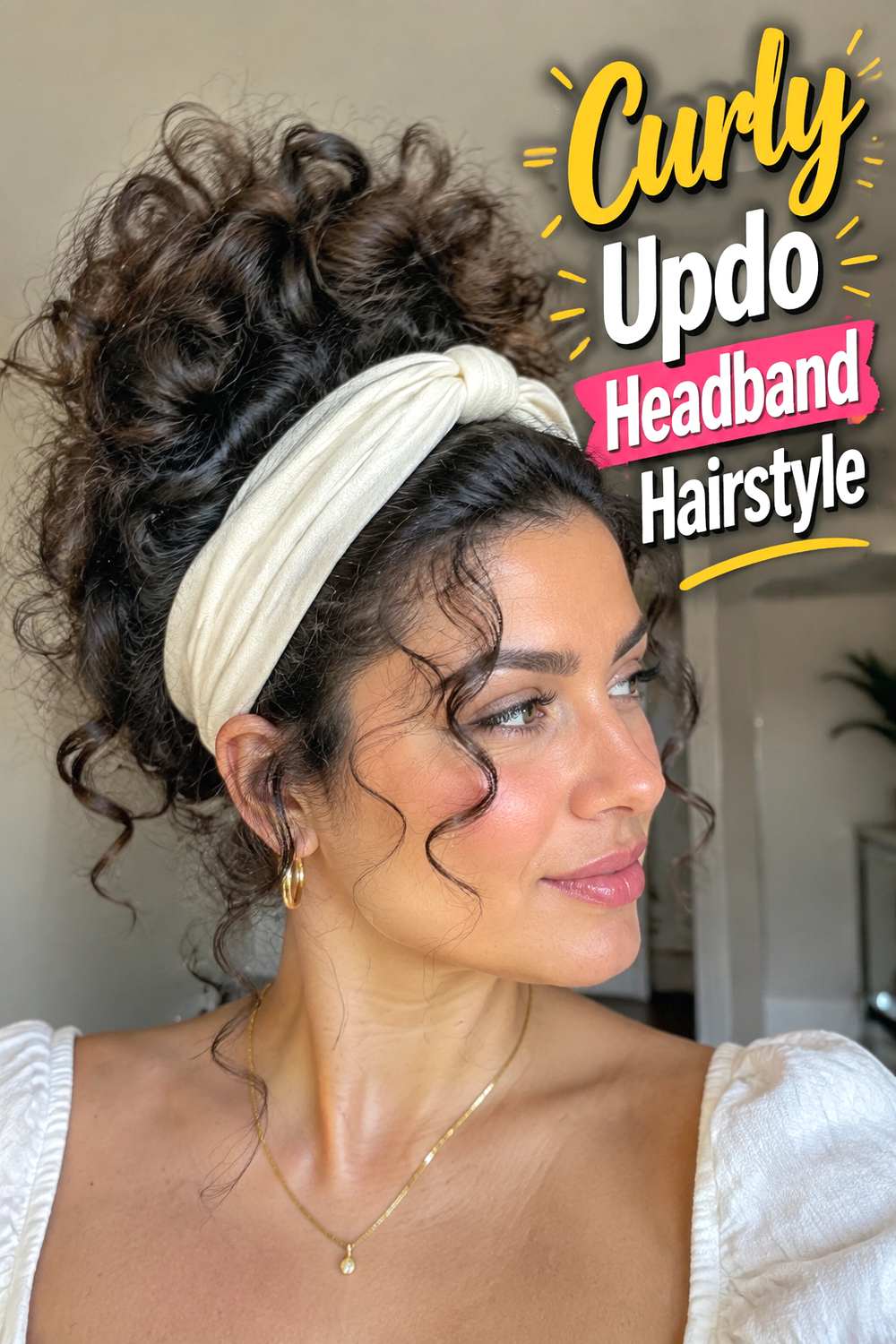 Curly Updo Headband Hairstyle