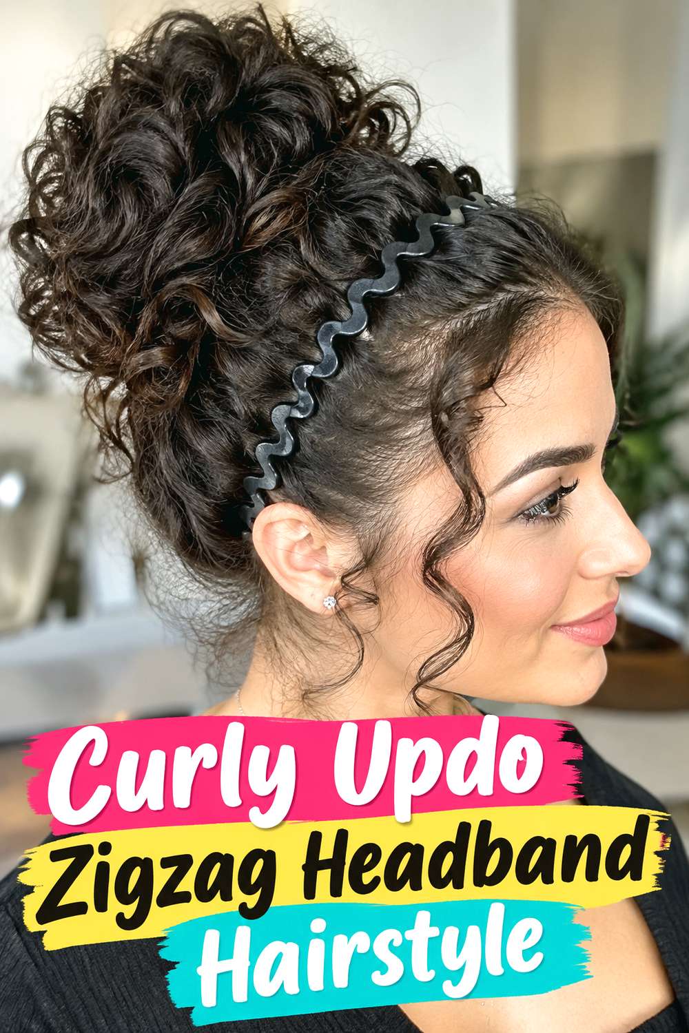 Curly Updo Zigzag Headband Hairstyle