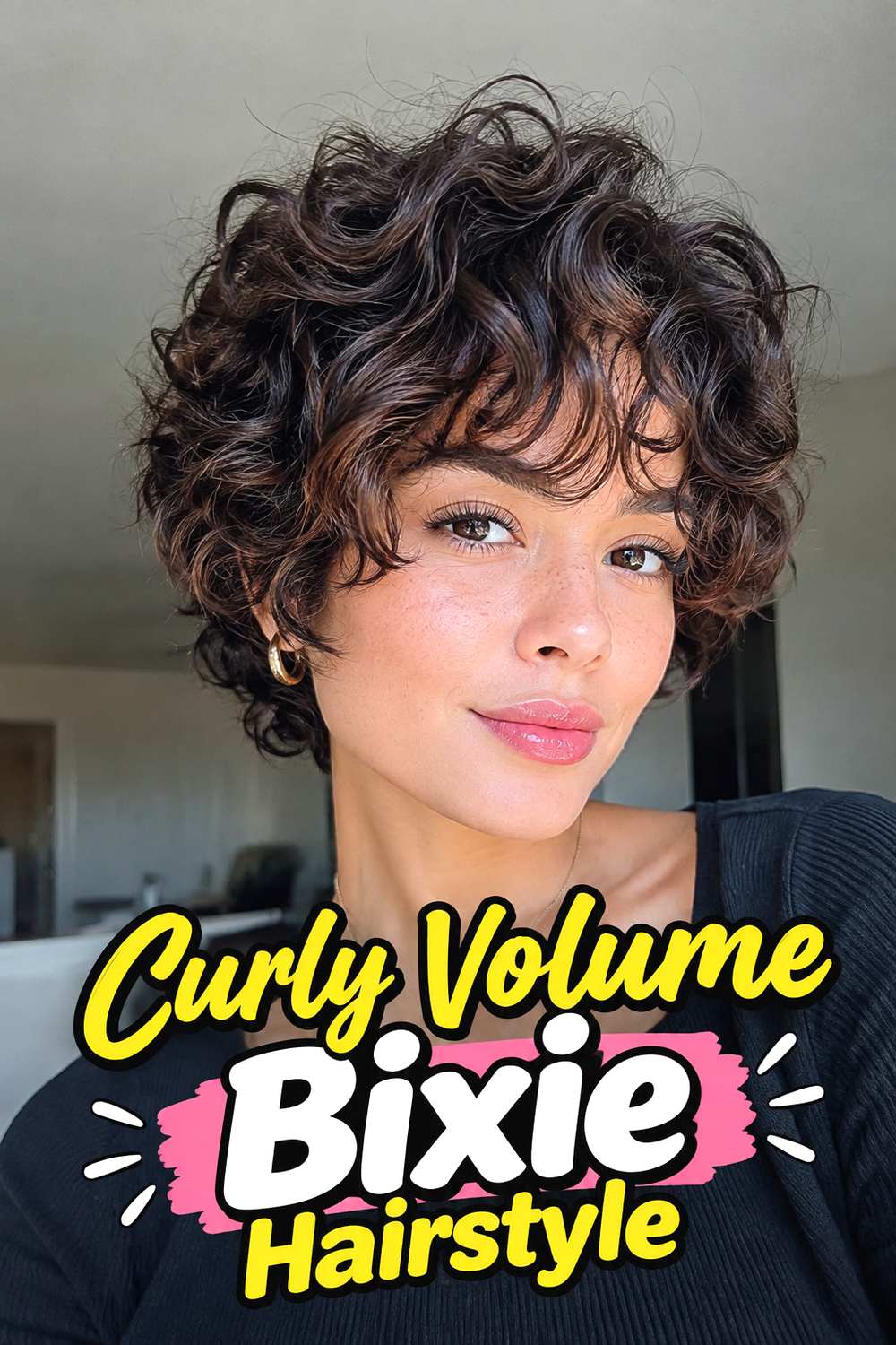 Curly Volume Bixie Hairstyle