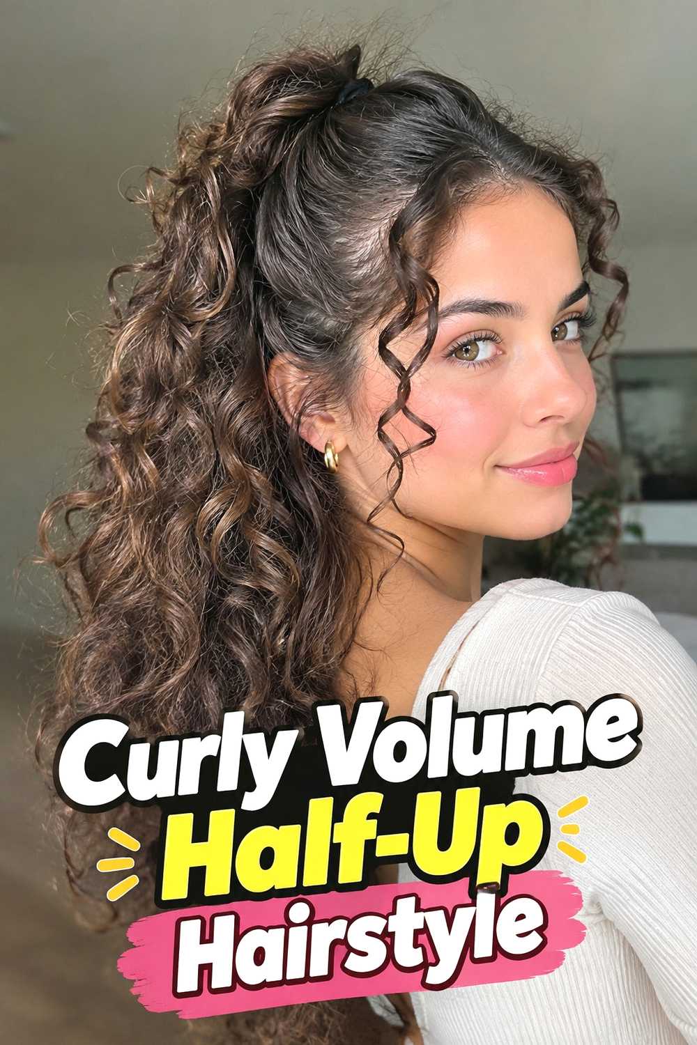 5. Curly Volume Half Up Hairstyle