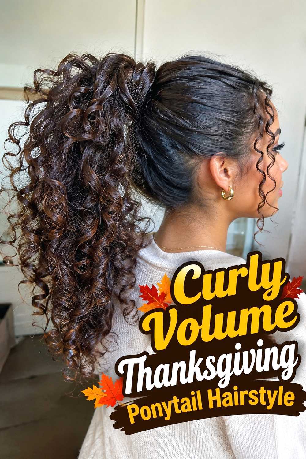 8. Curly Volume Thanksgiving Ponytail Hairstyle