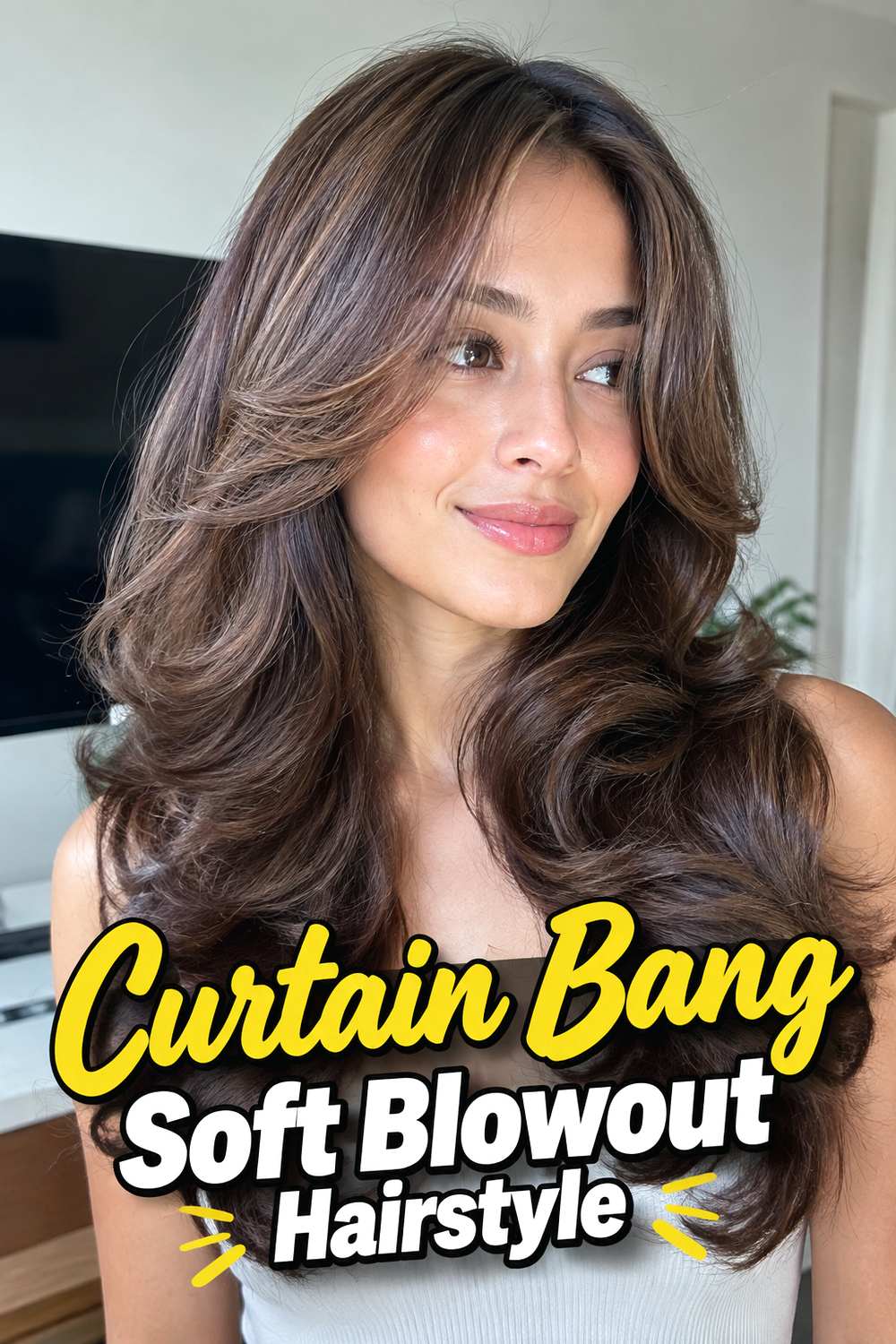 Curtain Bang Soft Blowout Hairstyle