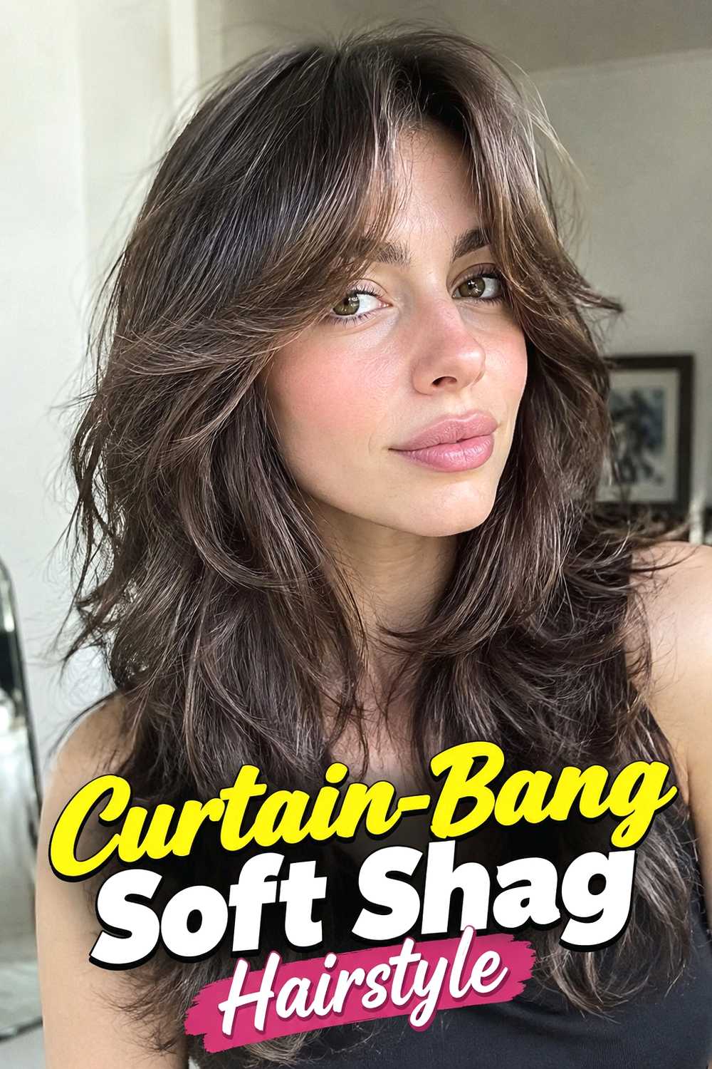5. Curtain Bang Soft Shag Hairstyle