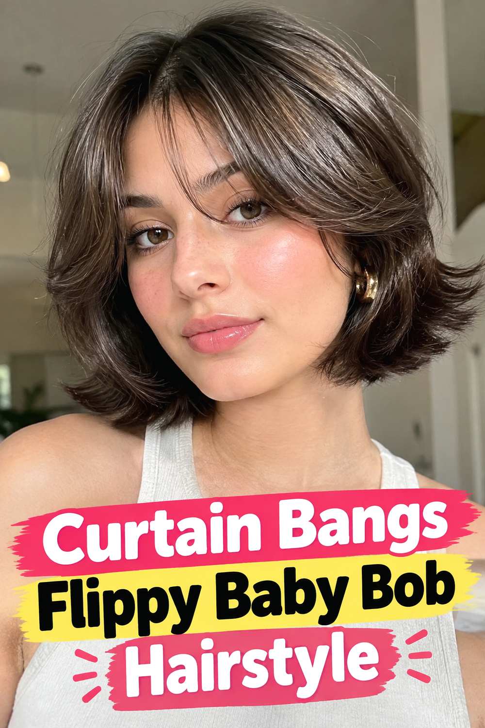 Curtain Bangs Flippy Baby Bob Hairstyle