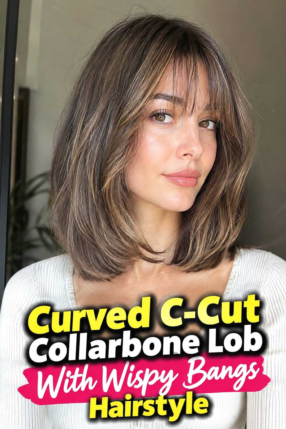 8. Curved C Cut Collarbone Lob With Wispy Bangs Hairstyle