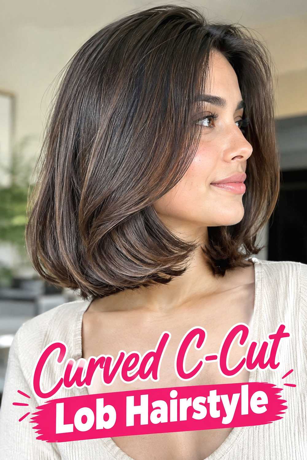 10. Curved C Cut Lob Hairstyle