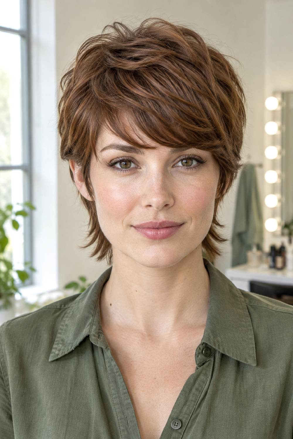 Curved Fringe Mixie Pixie Mullet Hairstyle