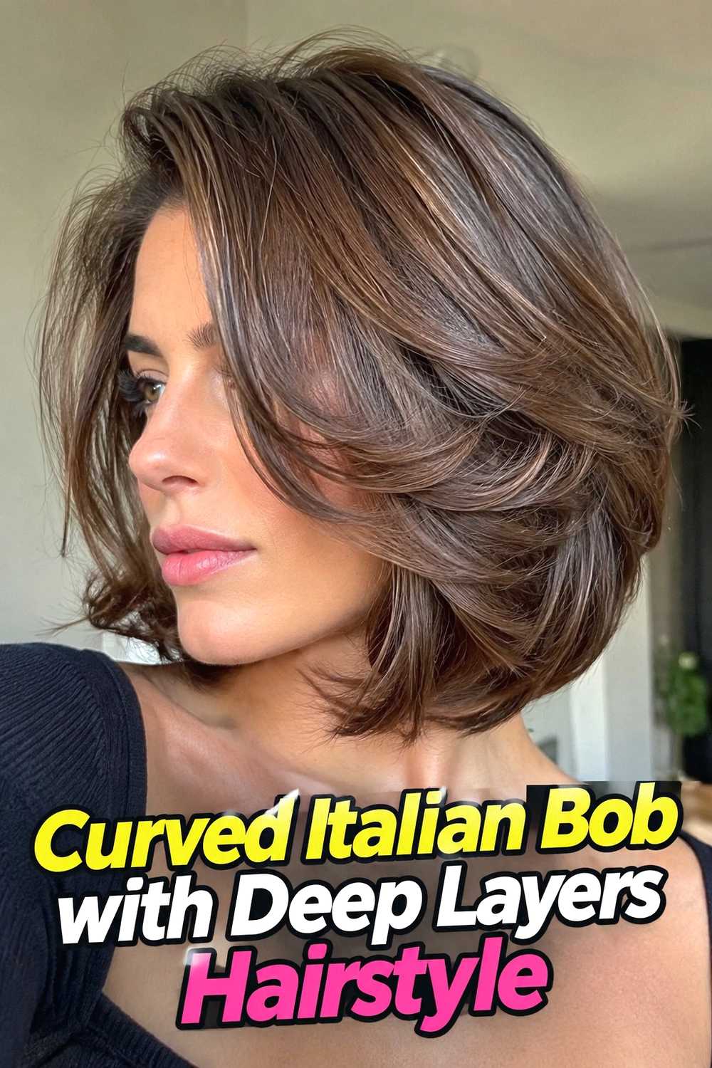 6. Curved Italian Bob With Deep Layers Hairstyle