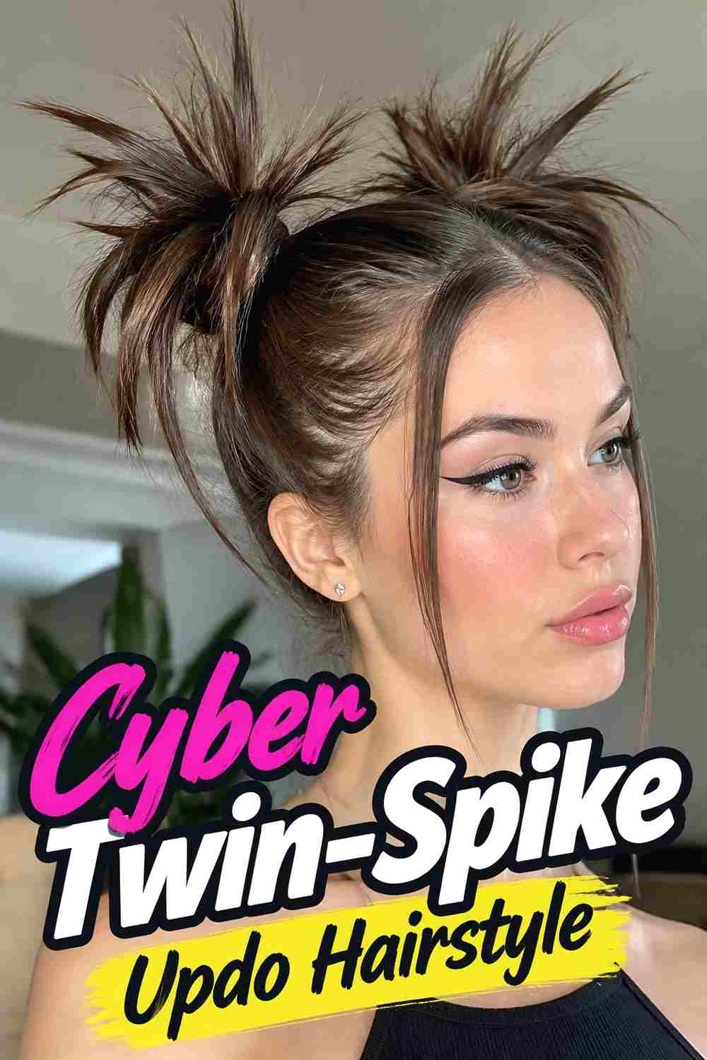 3. Cyber Twin Spike Updo Hairstyle