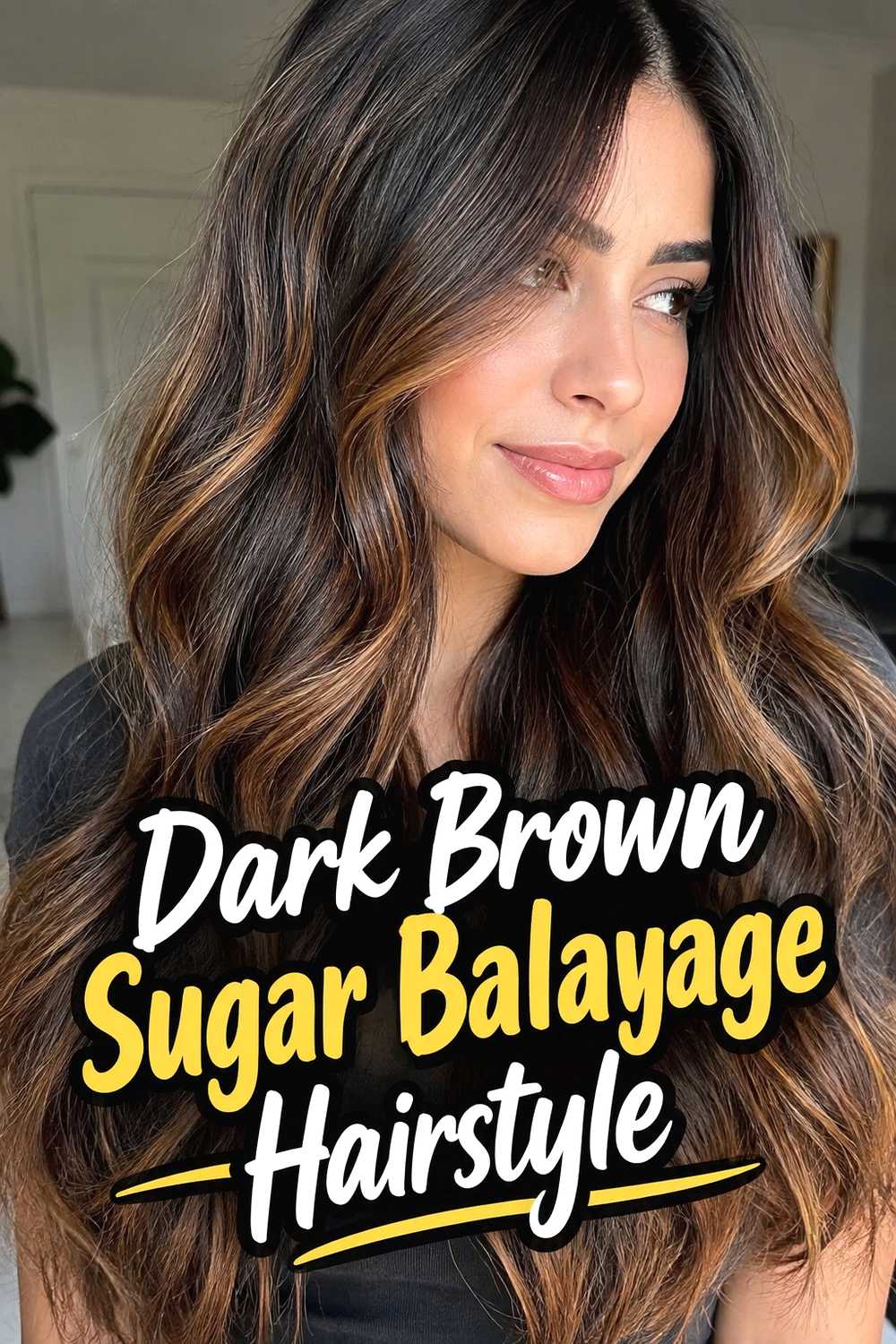 8. Dark Brown Sugar Balayage Hairstyle