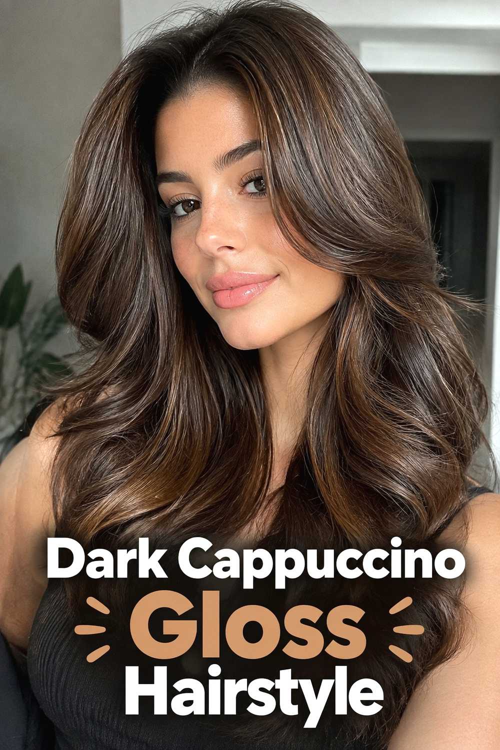 8. Dark Cappuccino Gloss Hairstyle