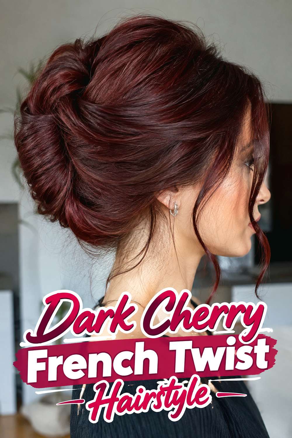 Dark Cherry French Twist Hairstyle