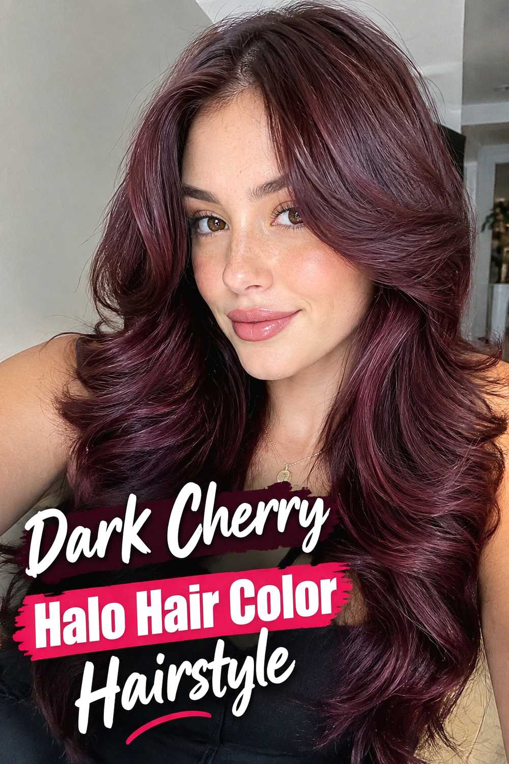 2. Dark Cherry Halo Hair Color Hairstyle