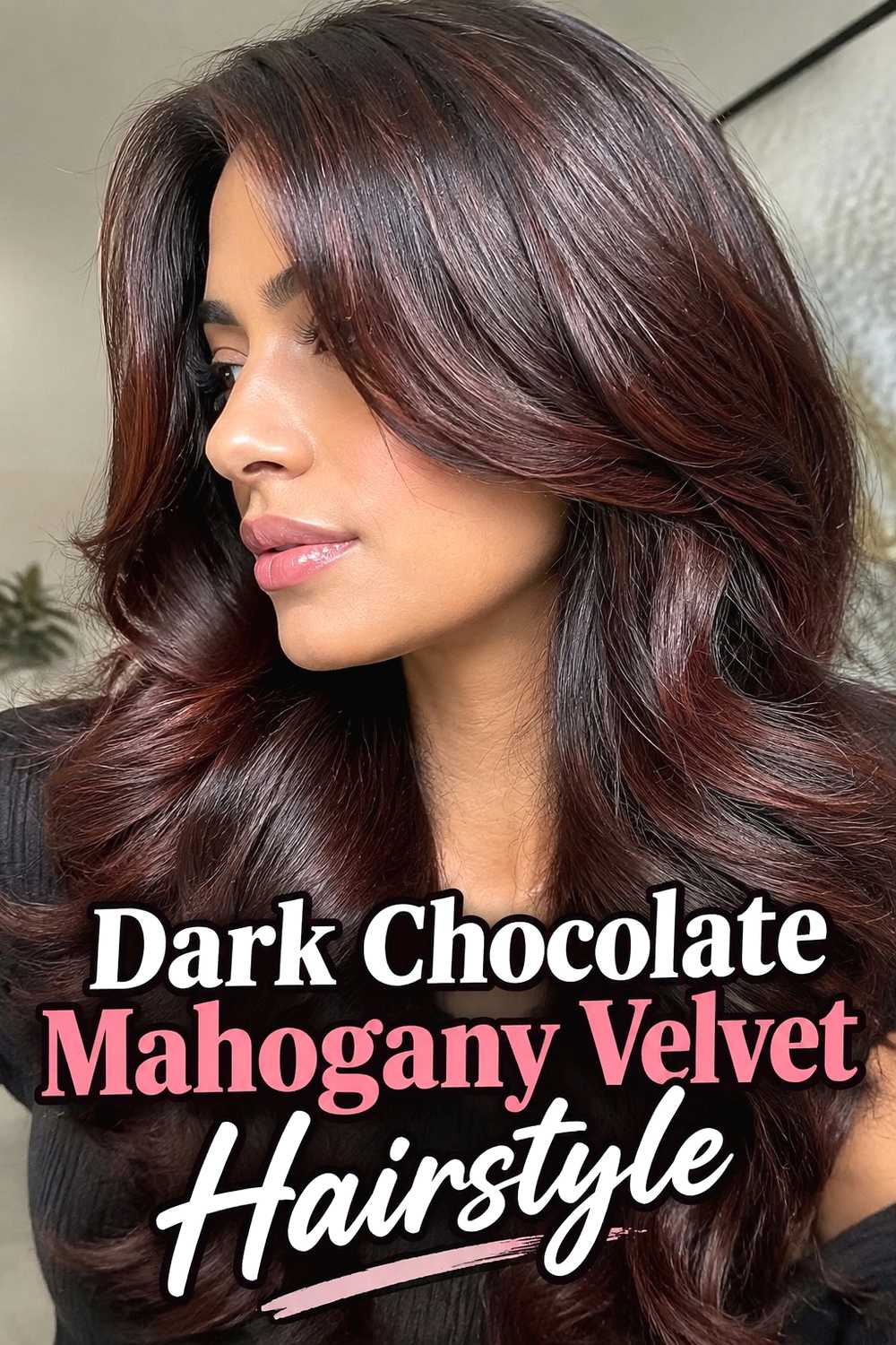 4. Dark Chocolate Mahogany Velvet Hairstyle