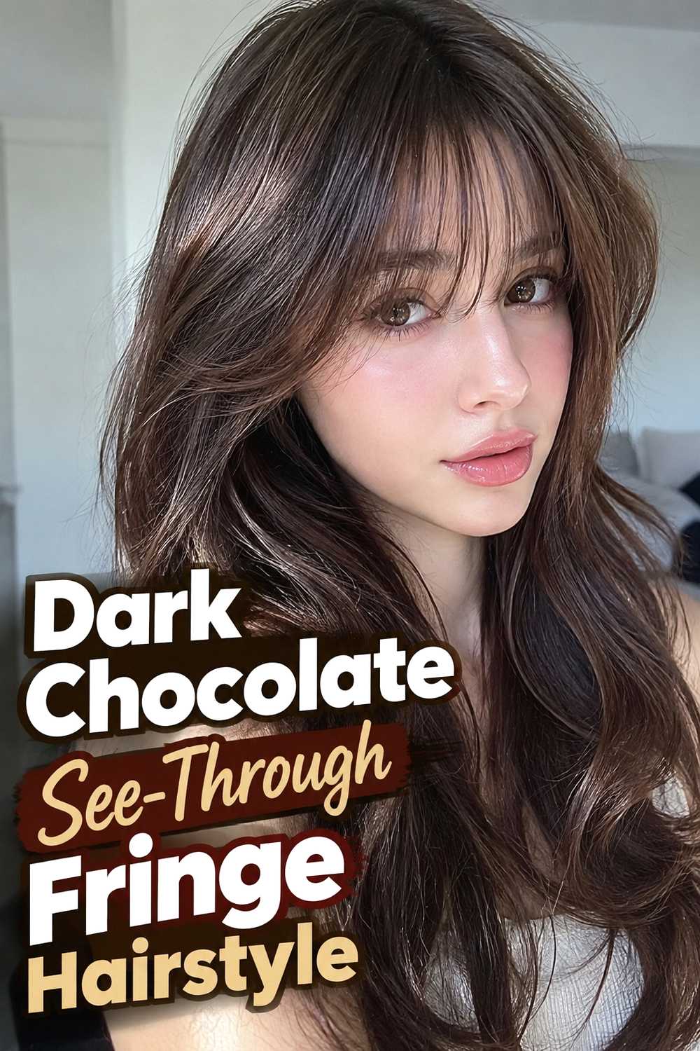 16. Dark Chocolate See Through Fringe Hairstyle