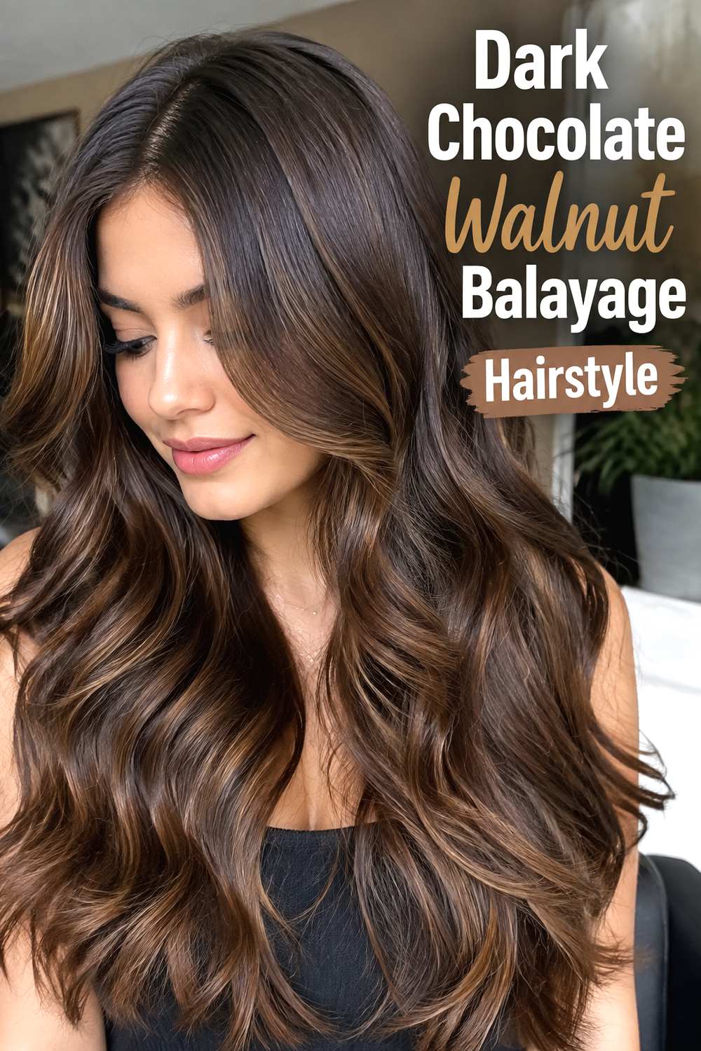 Dark Chocolate Walnut Balayage Hairstyle