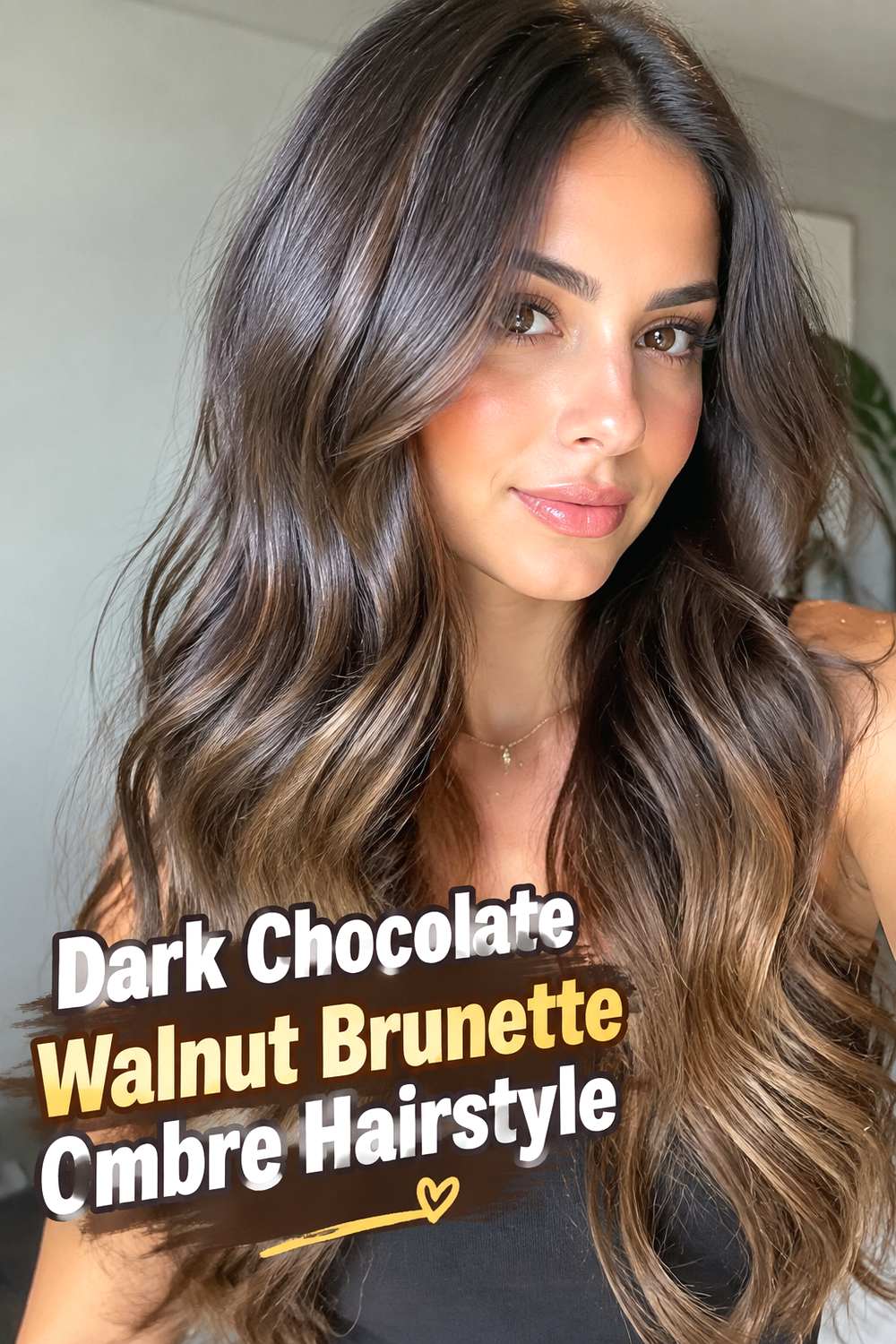 Dark Chocolate Walnut Brunette Ombre Hairstyle