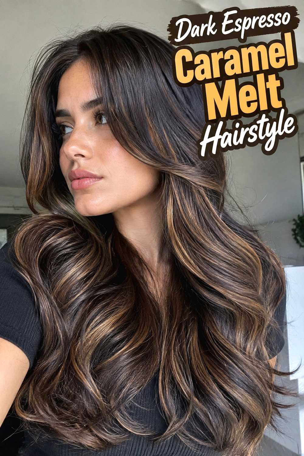 2. Dark Espresso Caramel Melt Hairstyle