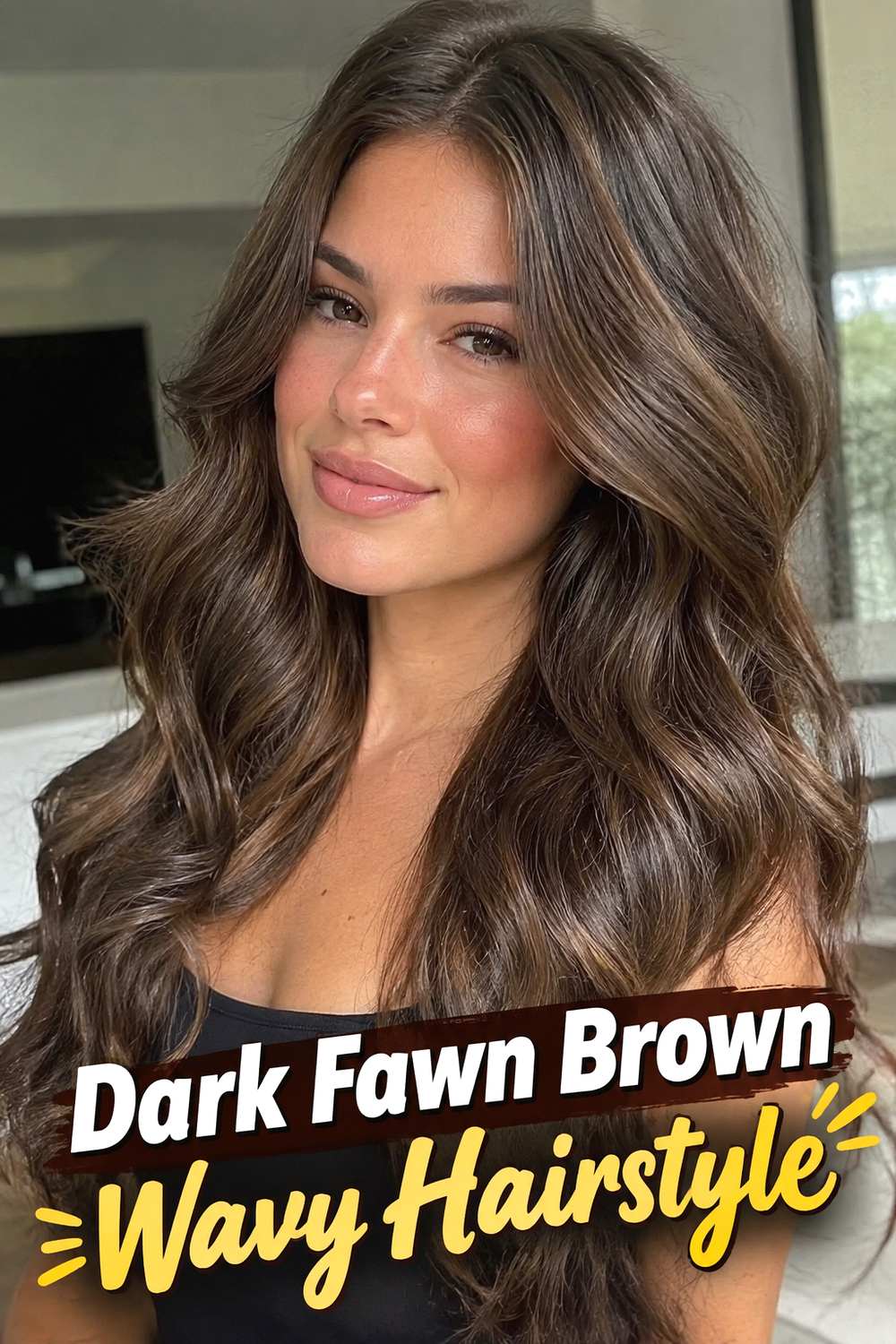 Dark Fawn Brown Wavy Hairstyle