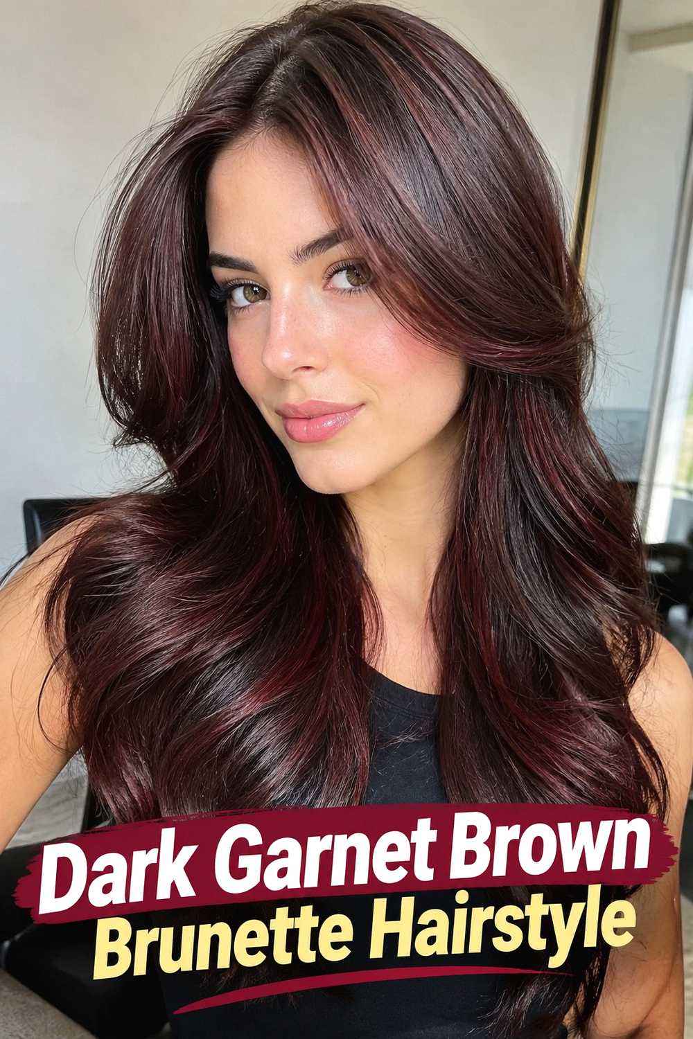 5. Dark Garnet Brown Brunette Hairstyle