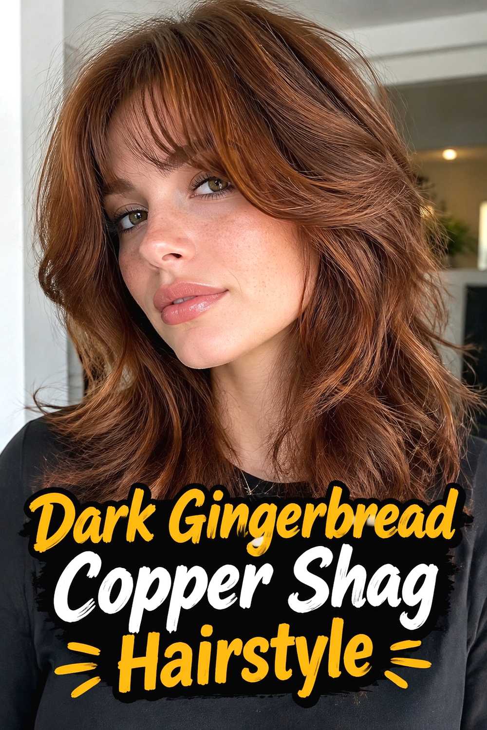 18. Dark Gingerbread Copper Shag Hairstyle