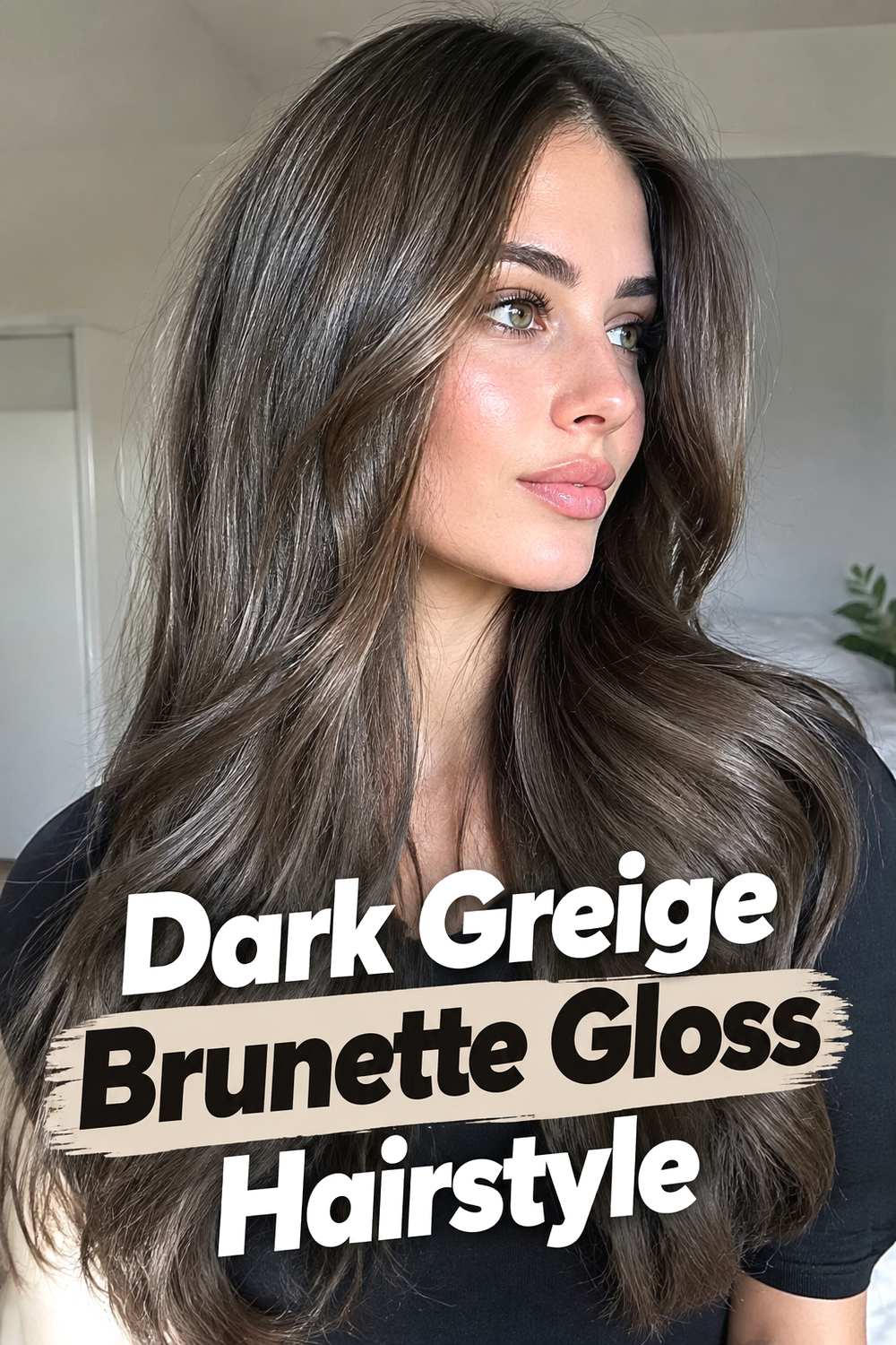 10. Dark Greige Brunette Gloss Hairstyle