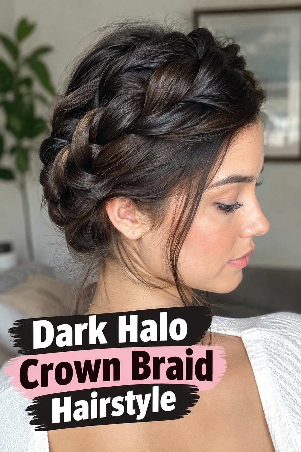 Dark Halo Crown Braid Hairstyle