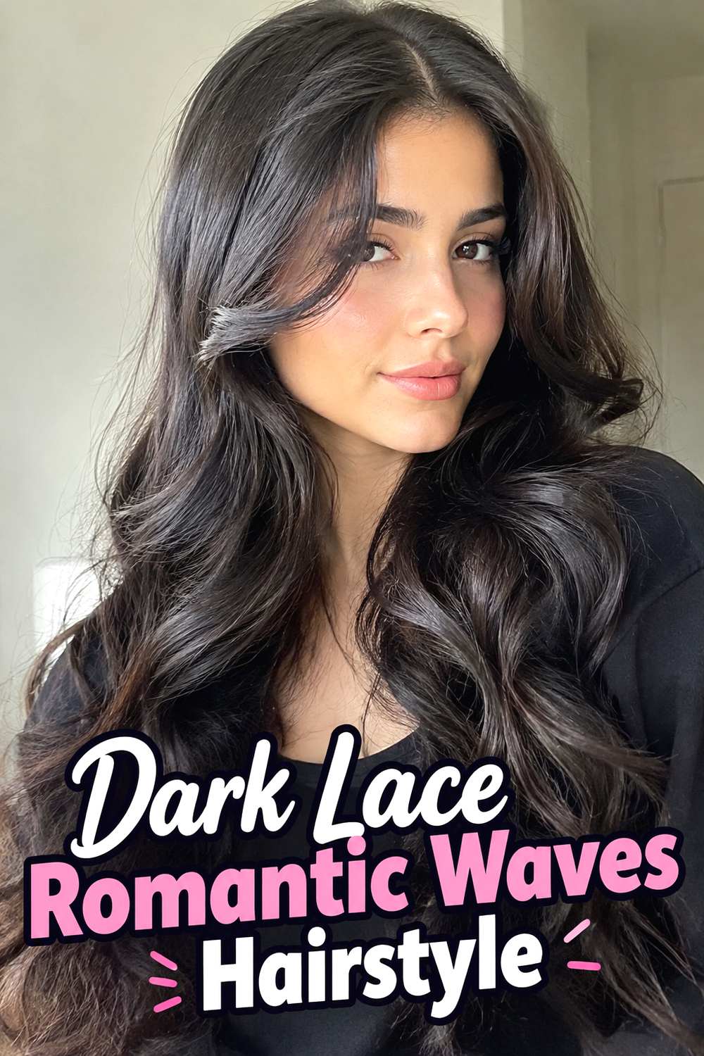 Dark Lace Romantic Waves Hairstyle