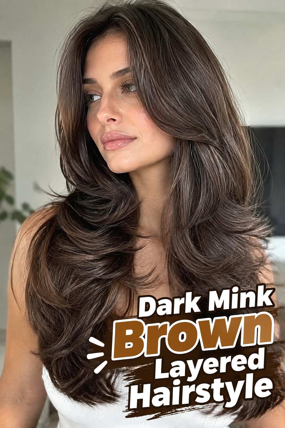 3. Dark Mink Brown Layered Hairstyle
