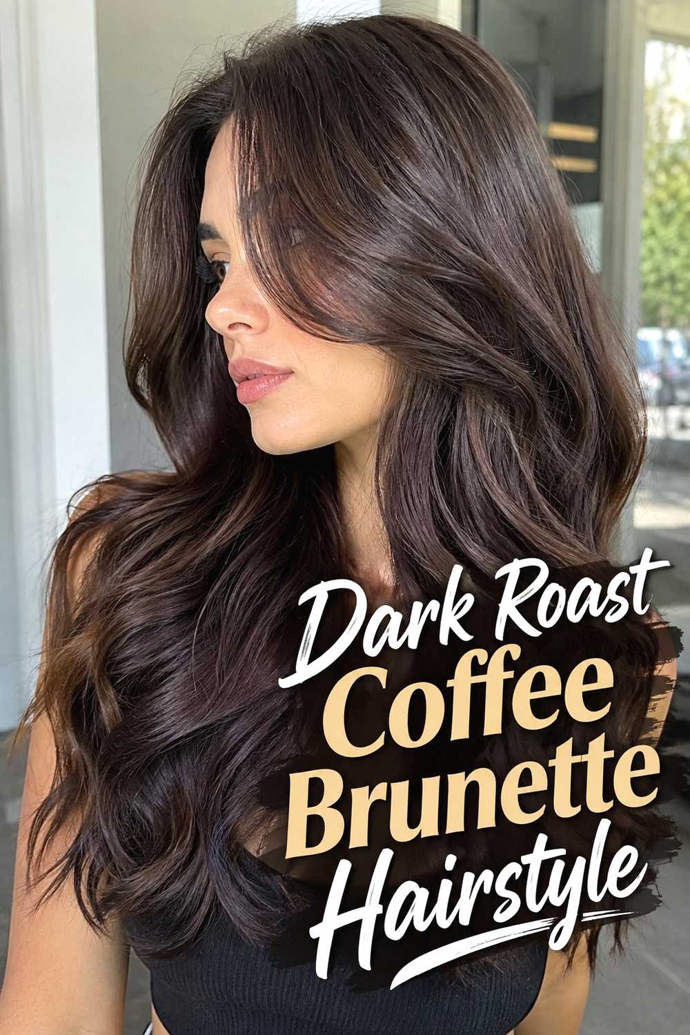 2. Dark Roast Coffee Brunette Hairstyle