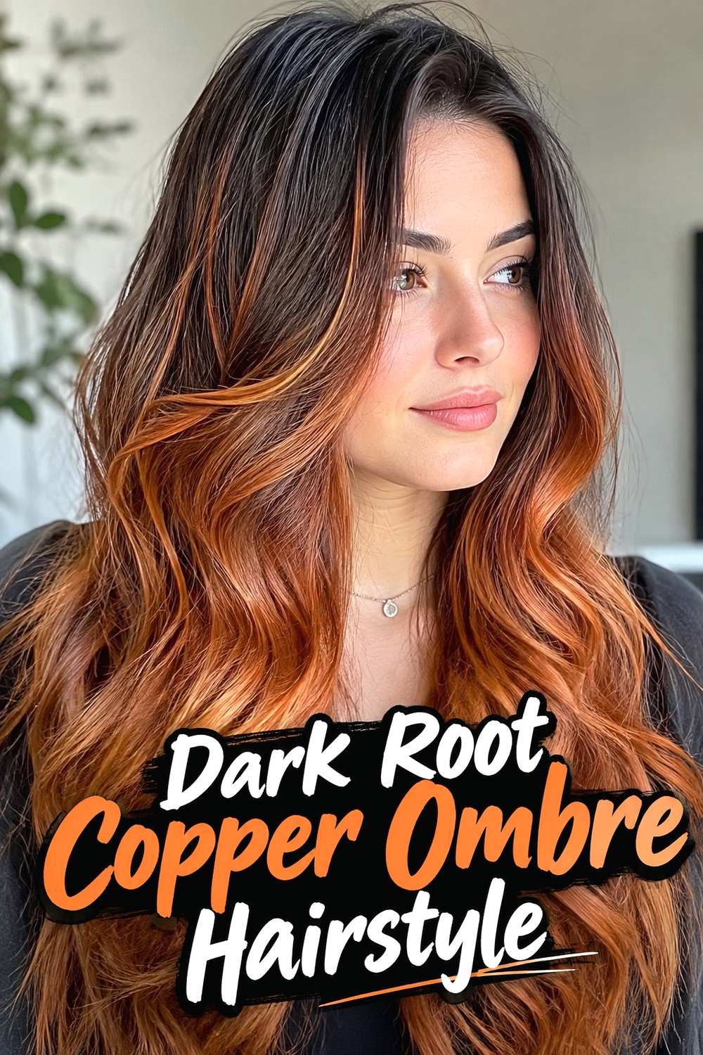 9. Dark Root Copper Ombre Hairstyle