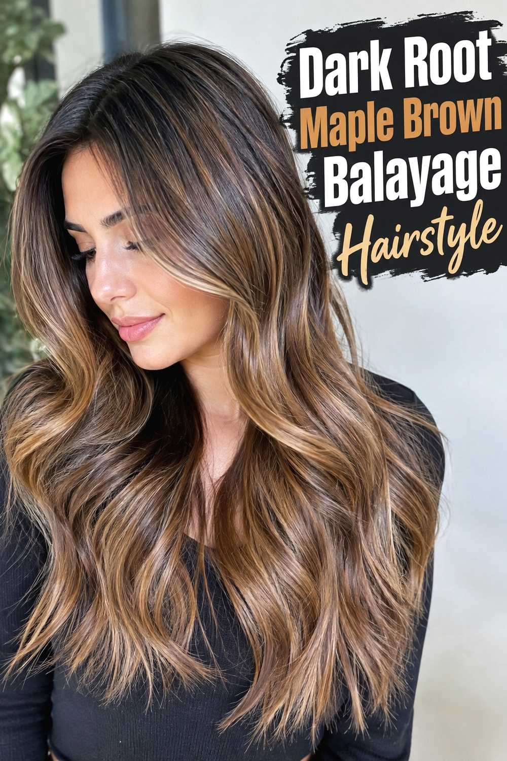 2. Dark Root Maple Brown Balayage Hairstyle