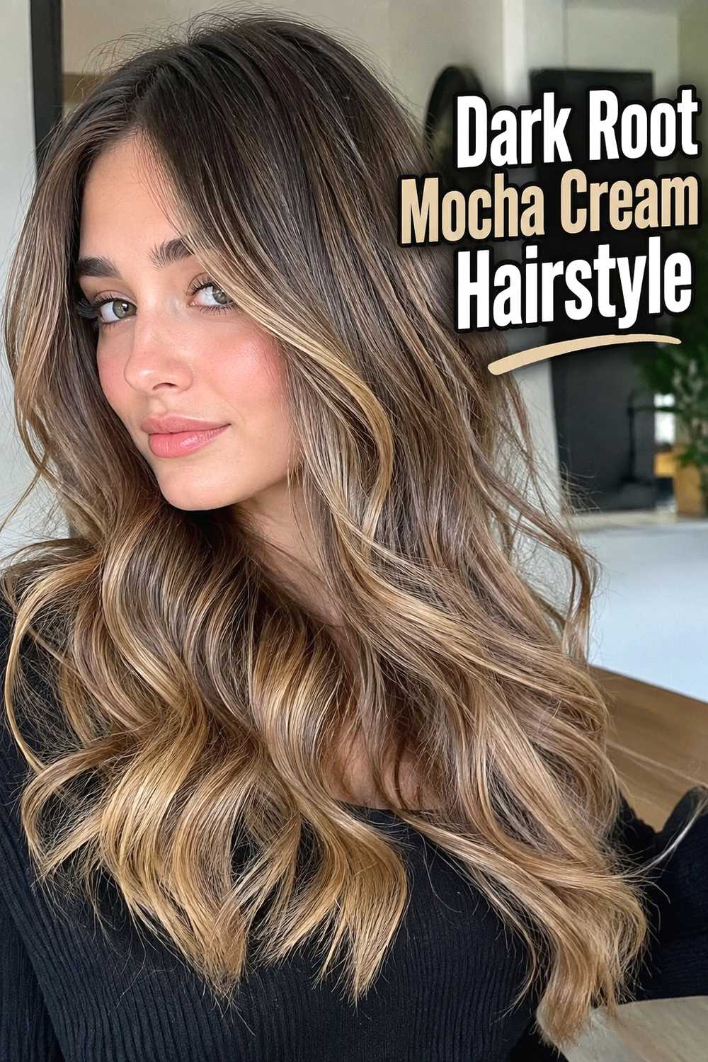 7. Dark Root Mocha Cream Hairstyle