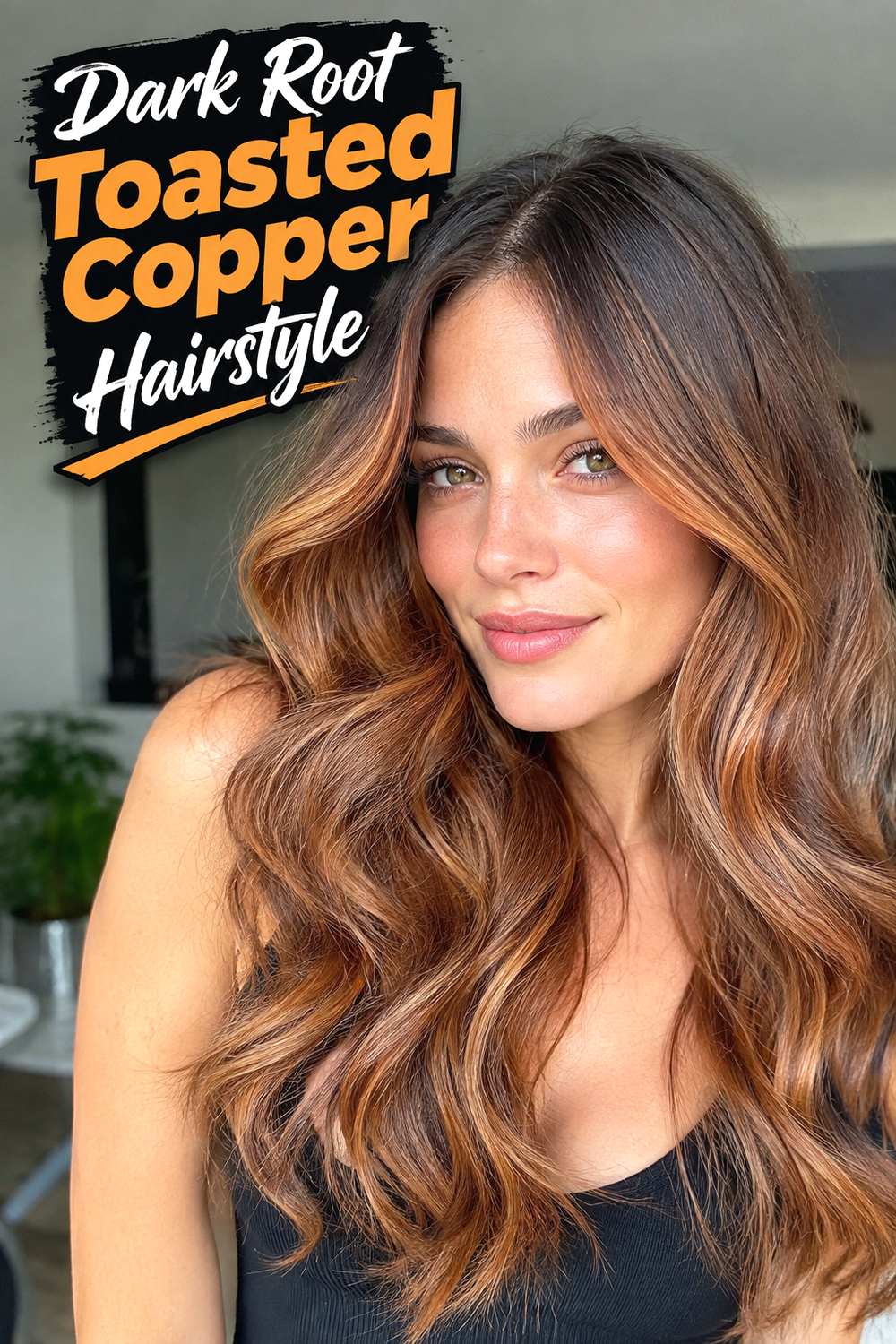 Dark Root Toasted Copper Hairstyle