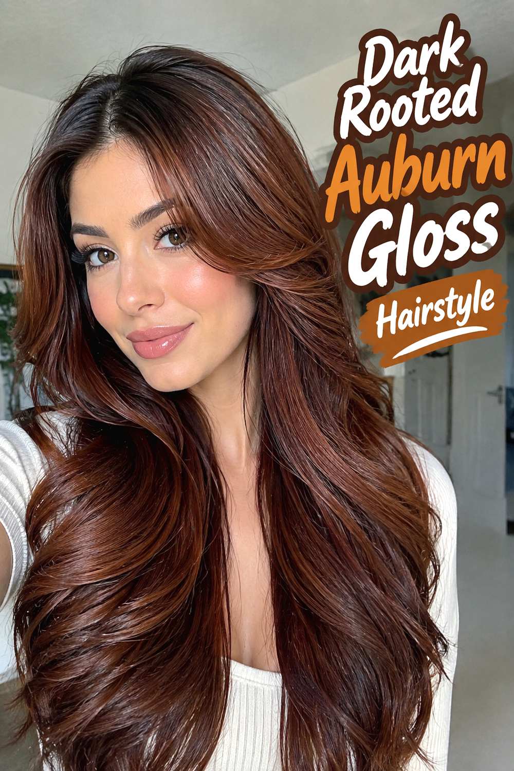 Dark Rooted Auburn Gloss Hairstyle