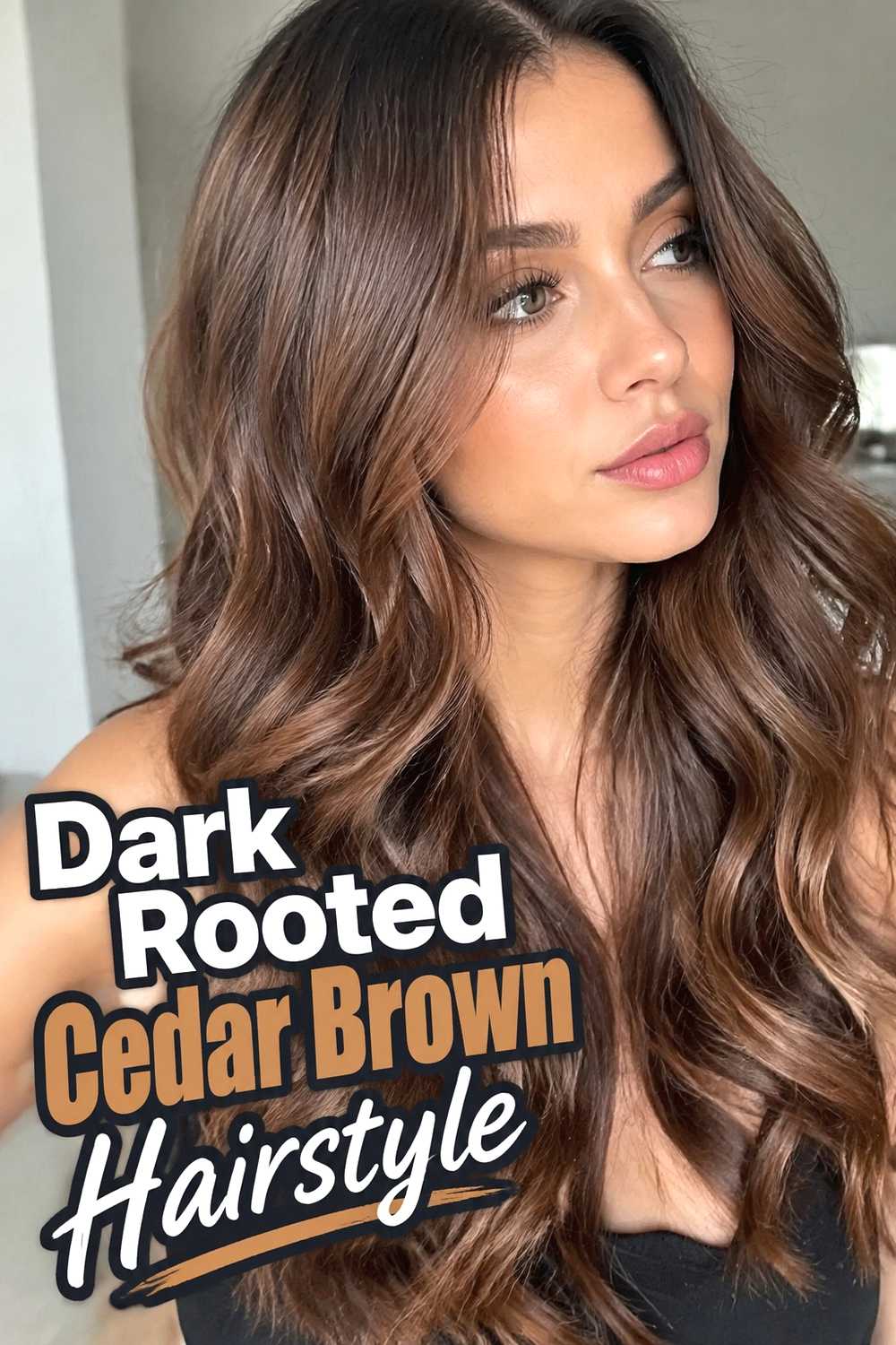 9. Dark Rooted Cedar Brown Hairstyle