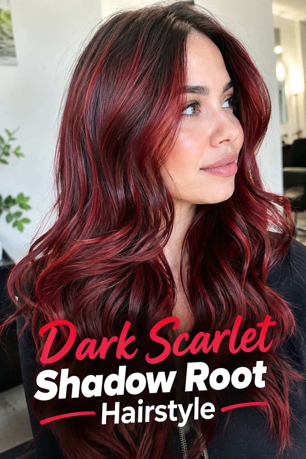 Dark Scarlet Shadow Root Hairstyle
