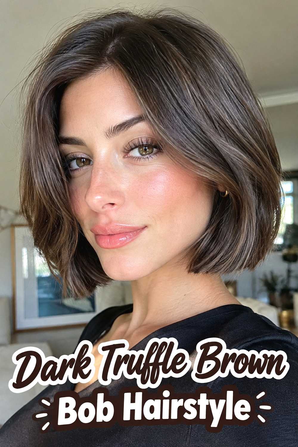 13. Dark Truffle Brown Bob Hairstyle