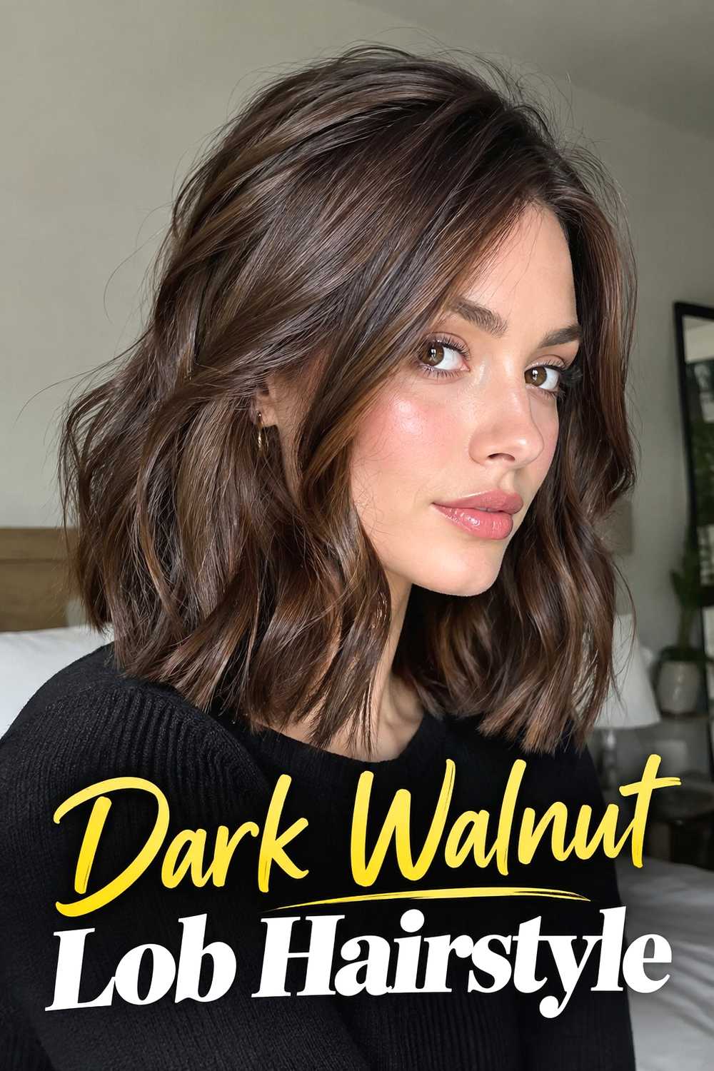 12. Dark Walnut Lob Hairstyle