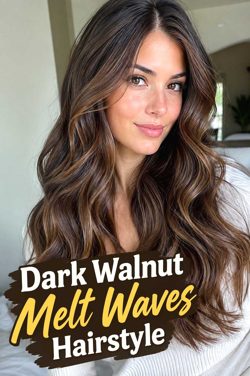 16. Dark Walnut Melt Waves Hairstyle