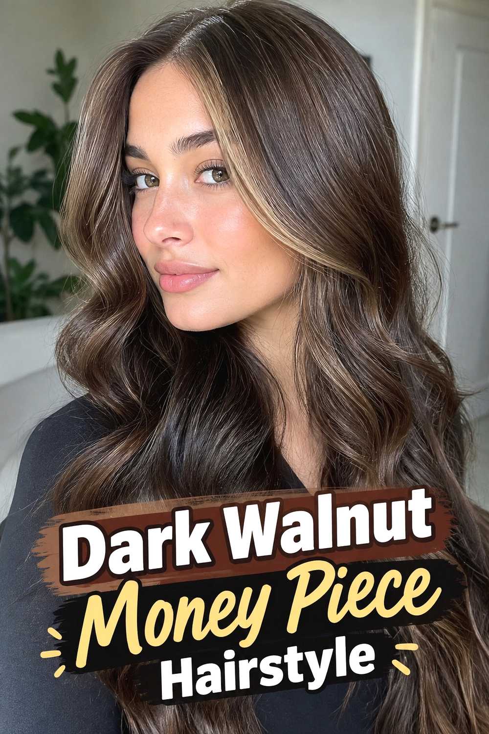 8. Dark Walnut Money Piece Hairstyle