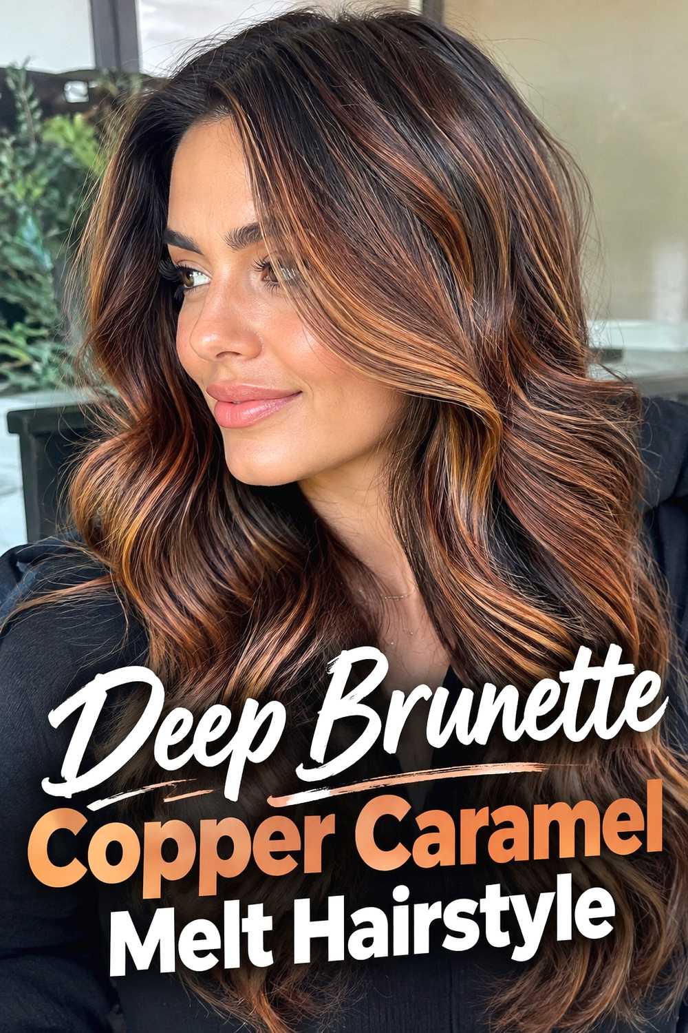2. Deep Brunette Copper Caramel Melt Hairstyle