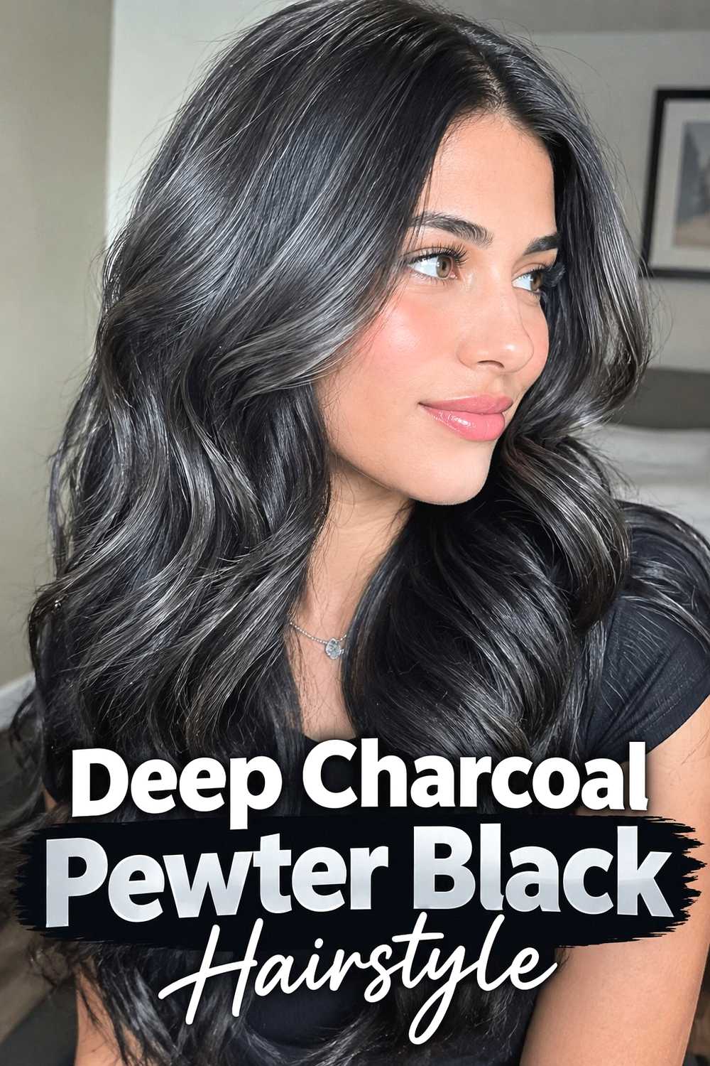 6. Deep Charcoal Pewter Black Hairstyle