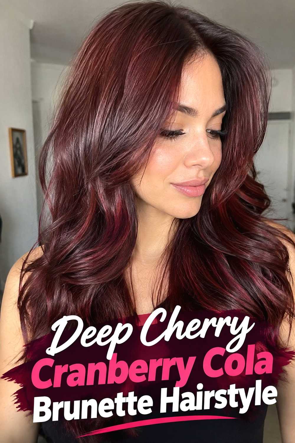 2. Deep Cherry Cranberry Cola Brunette Hairstyle
