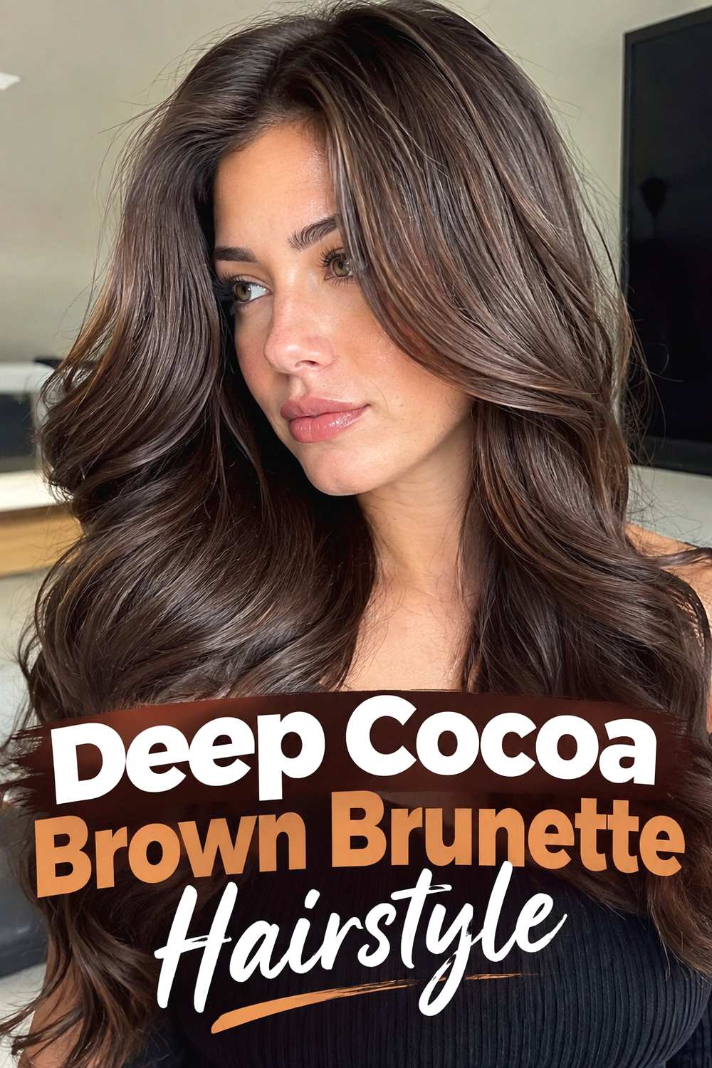 2. Deep Cocoa Brown Brunette Hairstyle