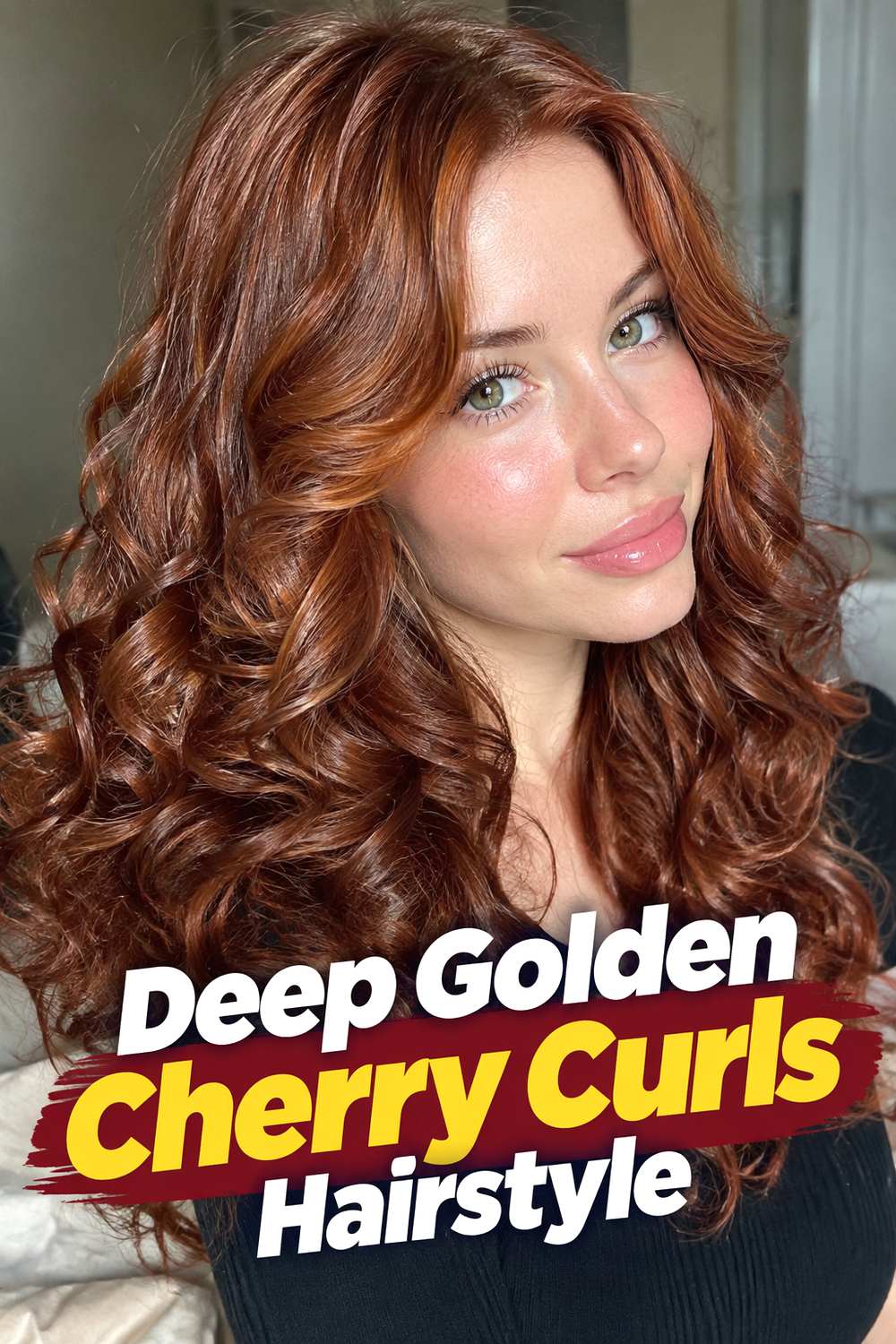 Deep Golden Cherry Curls Hairstyle
