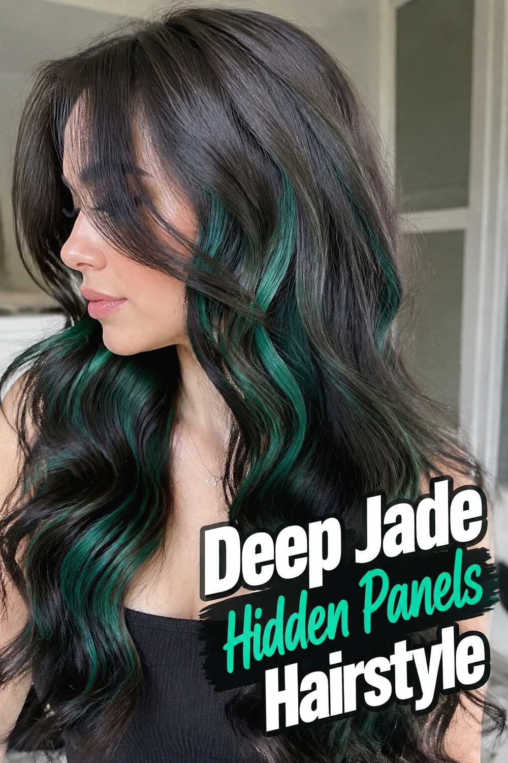 3. Deep Jade Hidden Panels Hairstyle