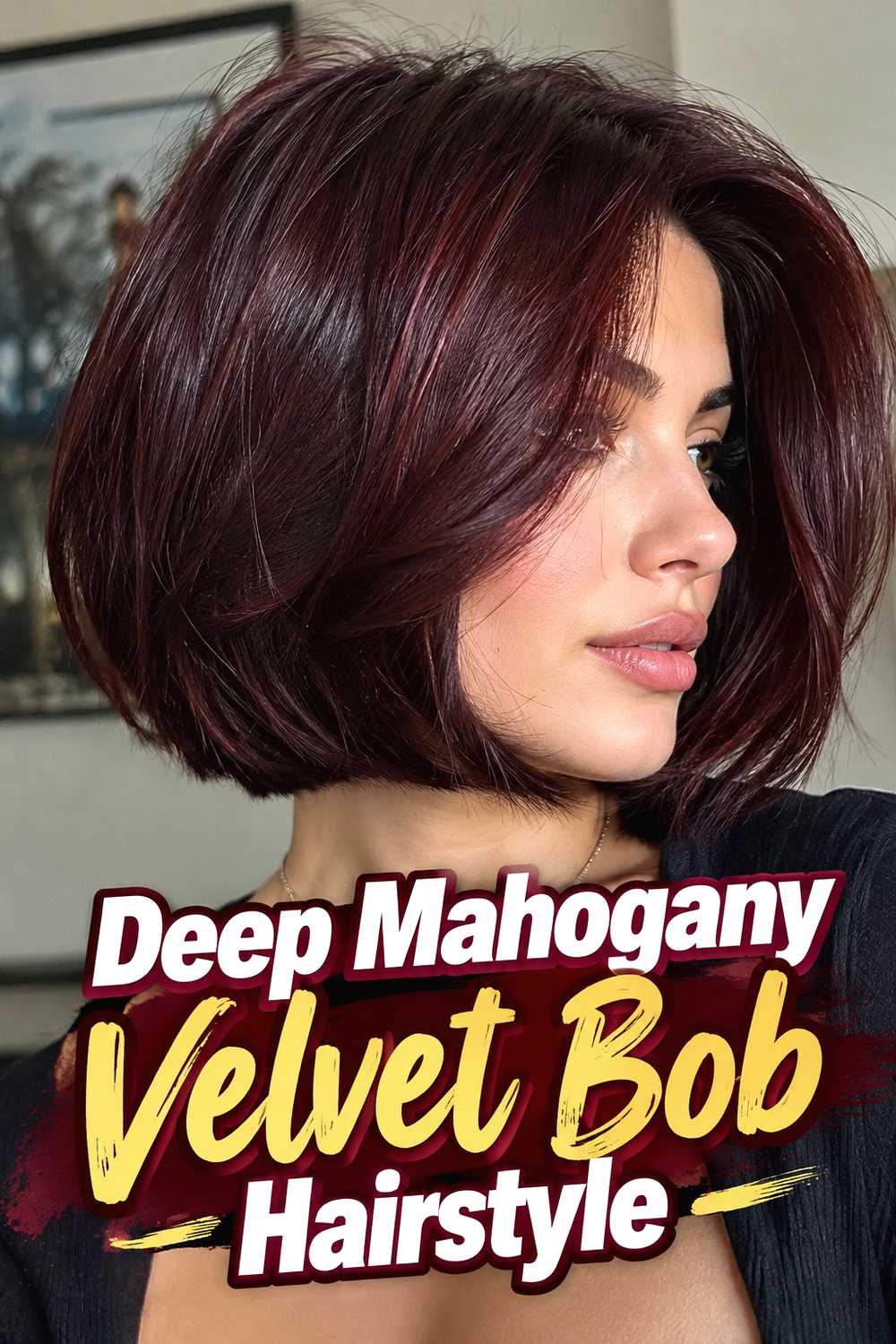 2. Deep Mahogany Velvet Bob Hairstyle