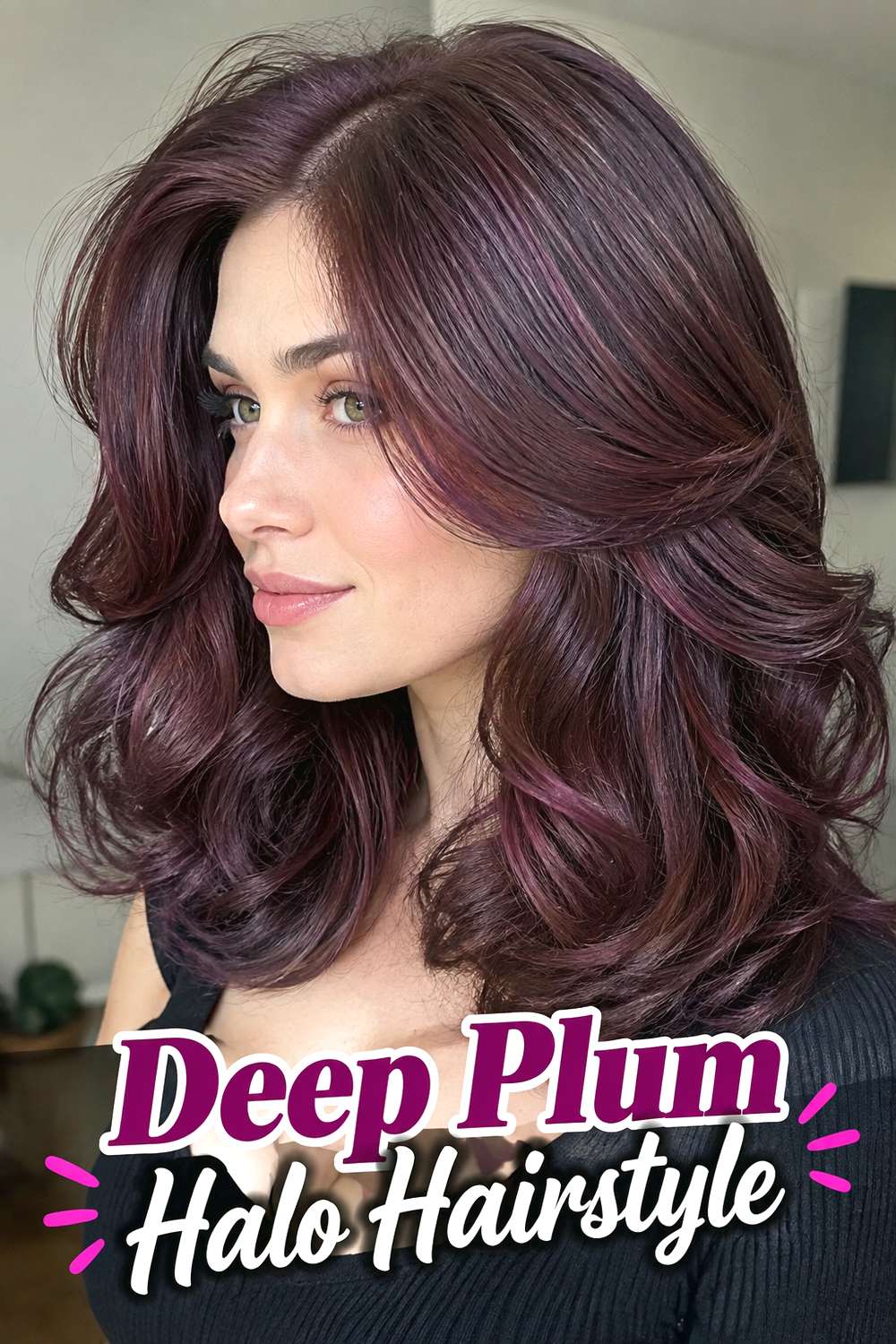 Deep Plum Halo Hairstyle